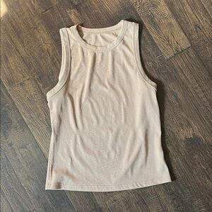 Casual Sleeveless Beige Tank Top